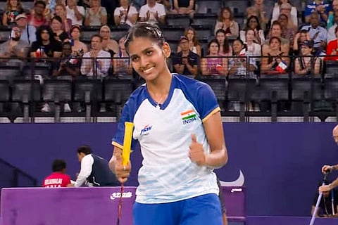 2024 Paris Paralympics: Para-badminton player Manisha Ramadass during her women's singles SU5 badminton event